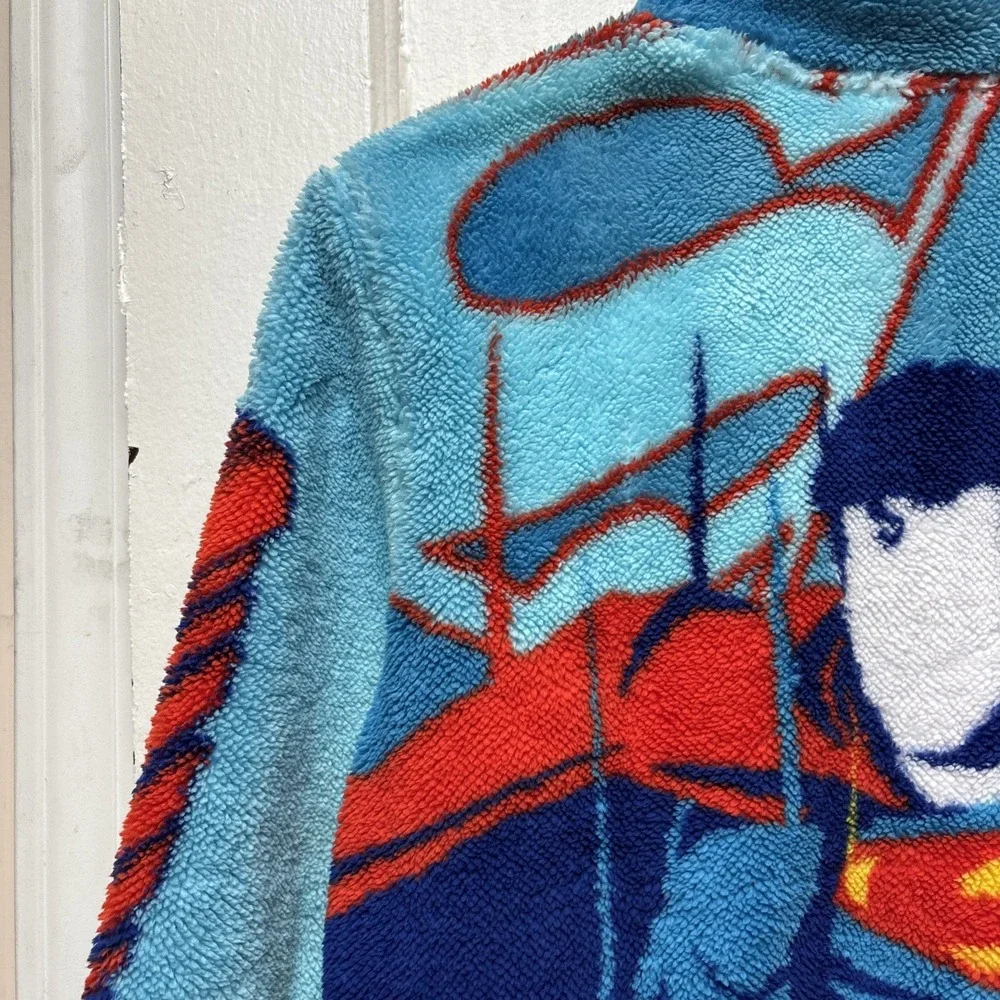 NEW DC SUPERMAN/BOYS CHARACTER SHERPA QUARTER ZIP - Large 10/12 w/ Tags
